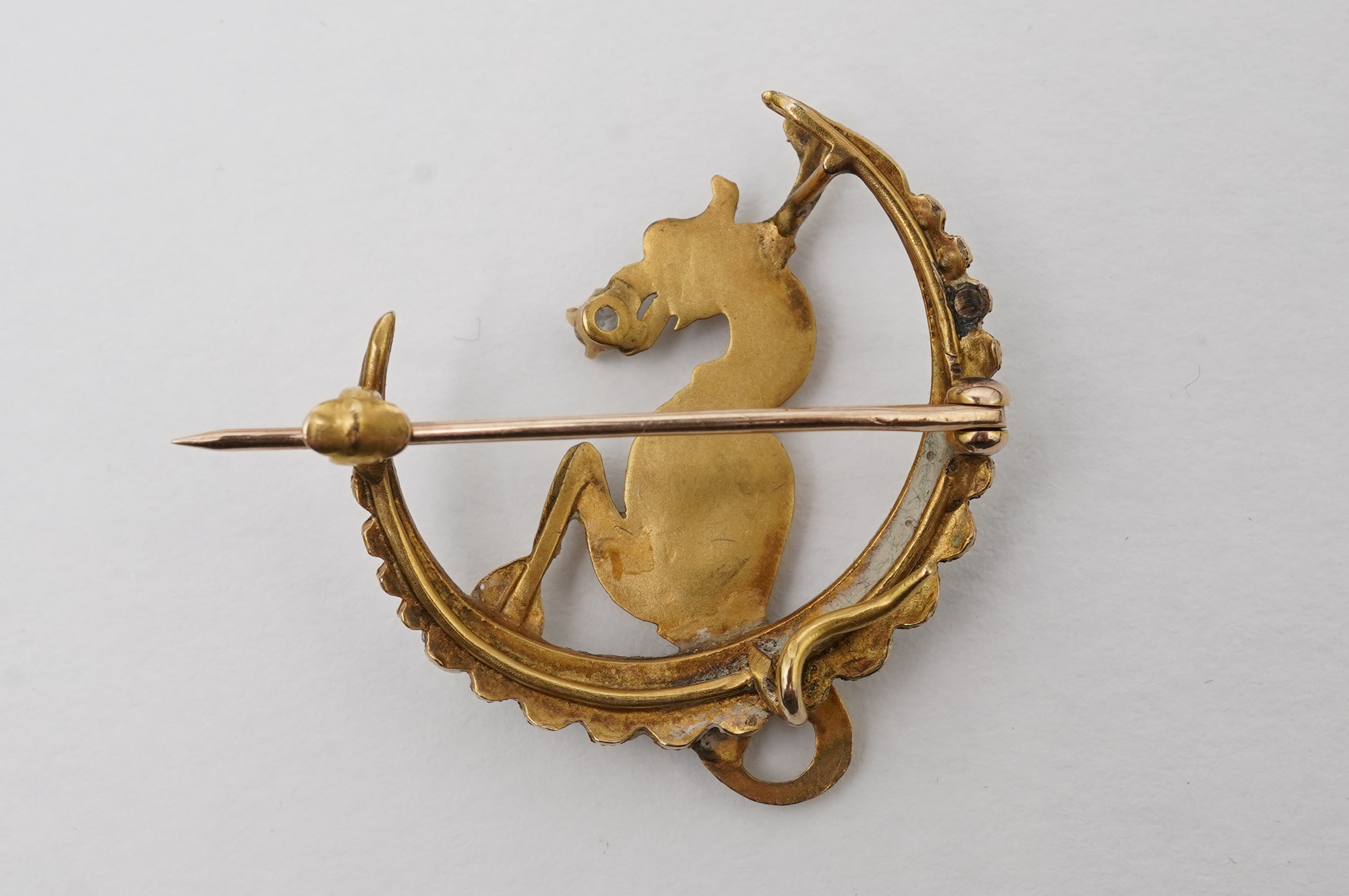 An Art Nouveau pearl and diamond brooch, early 20th century